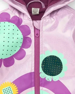 Imperméable lilas avec capuche arc-en-ciel pour fille collection Cyber Dino