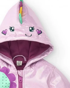 Imperméable lilas avec capuche arc-en-ciel pour fille collection Cyber Dino