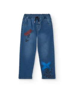 Jean garçon imprimé graphique bleu collection Skater Life