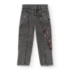 Jean gris avec détails brodés pour fille collection Dark and Roses