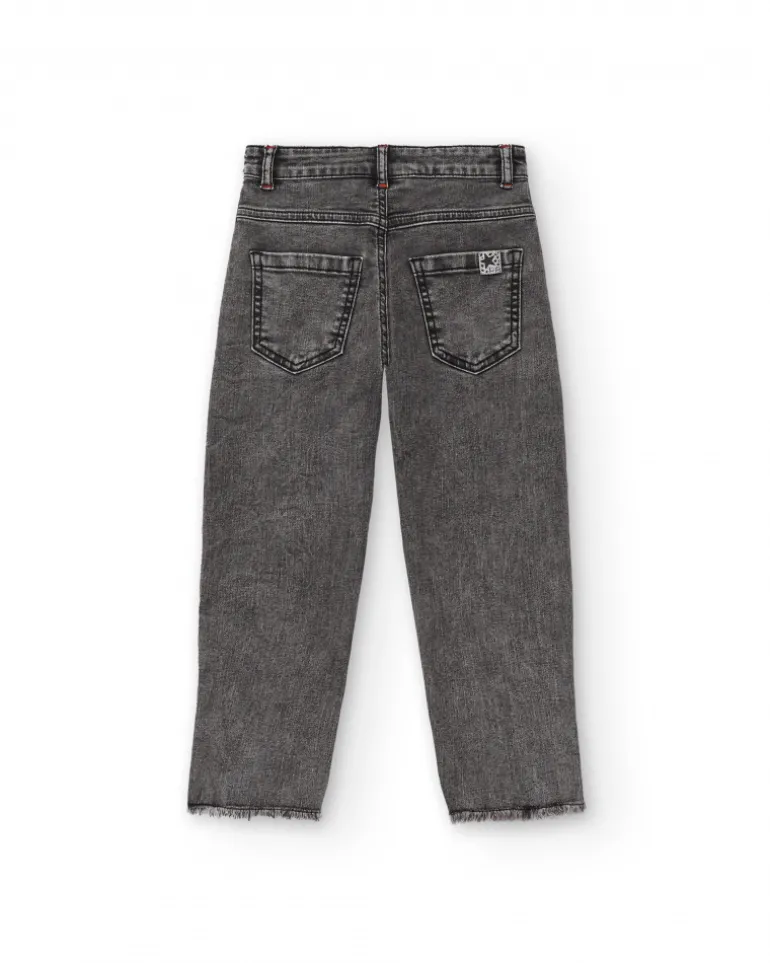 Jean gris avec détails brodés pour fille collection Dark and Roses
