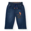 Jean jogger garçon bleu imprimé éclairs collection Super Natural