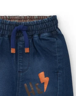 Jean jogger garçon bleu imprimé éclairs collection Super Natural