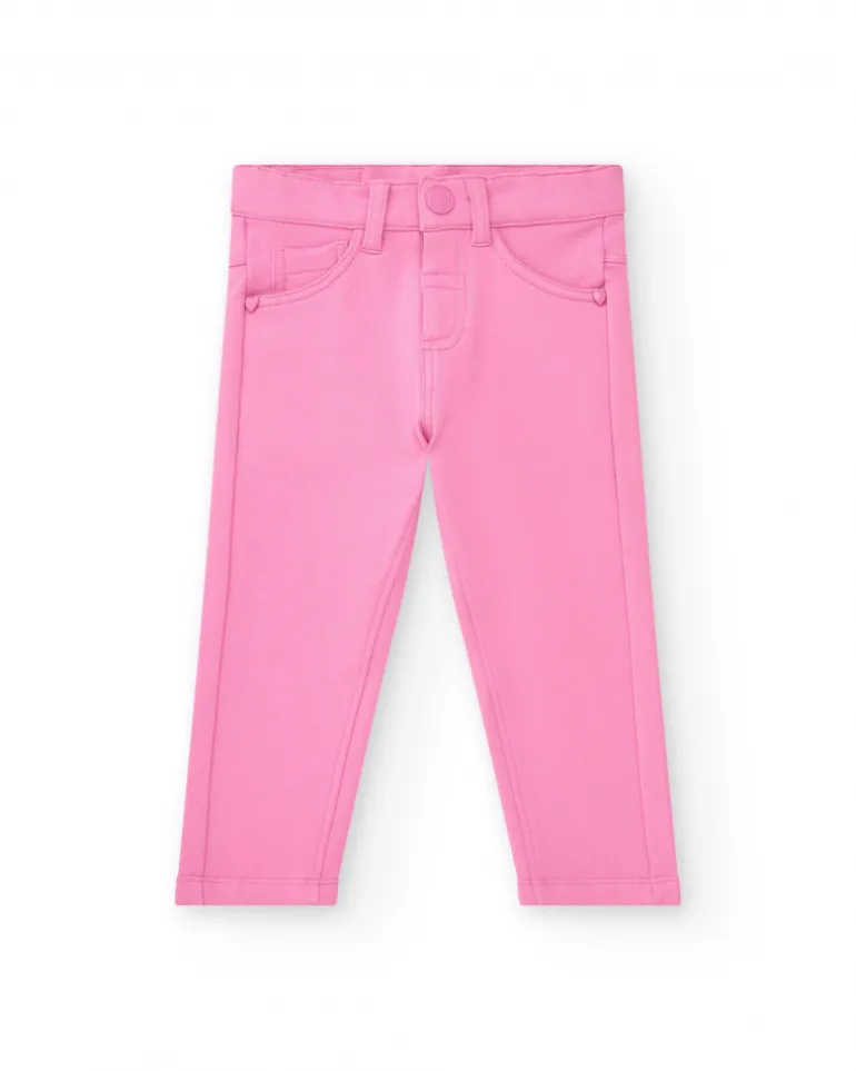 Jegging rose pour fille avec poches décoratives
