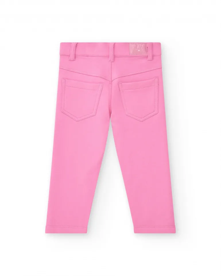 Jegging rose pour fille avec poches décoratives