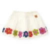 Jupe blanche pour fille avec détails en crochet multicolores