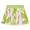 Jupe blanche pour fille avec feuilles vertes et roses