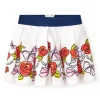 Jupe blanche pour fille avec imprimé floral et taille élastique bleu marine