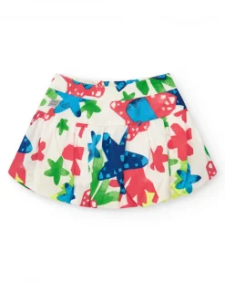 Jupe blanche pour fille avec imprimé tropical multicolore