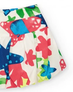 Jupe blanche pour fille avec imprimé tropical multicolore
