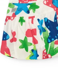 Jupe blanche pour fille avec imprimé tropical multicolore