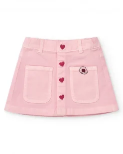 Jupe en tissu pour fille en rose avec des boutons décoratifs en forme de cœur Happy Garden