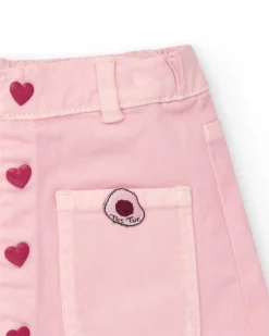 Jupe en tissu pour fille en rose avec des boutons décoratifs en forme de cœur Happy Garden