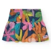 Jupe multicolore pour fille avec taille élastique froncée.