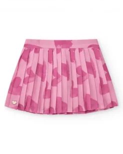 Jupe plissée rose pour fille avec imprimé abstrait