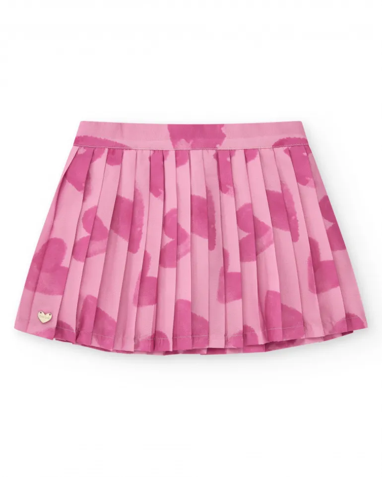 Jupe plissée rose pour fille avec imprimé abstrait