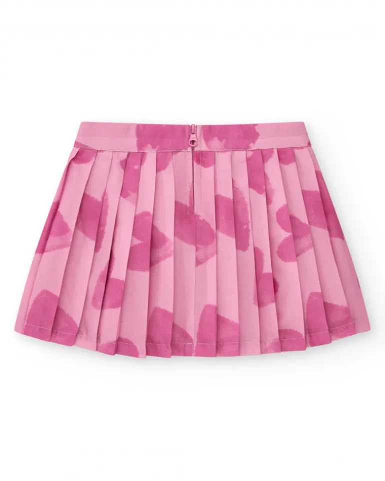 Jupe plissée rose pour fille avec imprimé abstrait