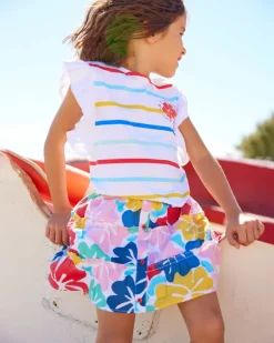 Jupe pour fille avec imprimé floral multicolore et boutons