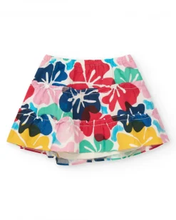 Jupe pour fille avec imprimé floral multicolore et boutons