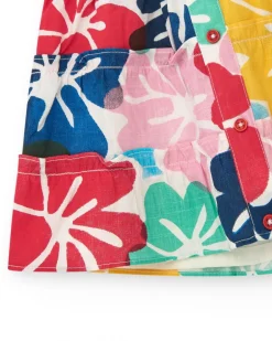Jupe pour fille avec imprimé floral multicolore et boutons