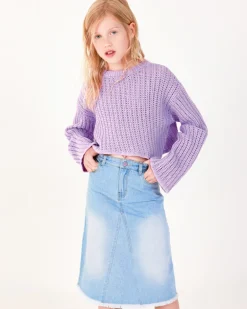 Jupe pour fille en bleu avec poches et fermeture éclair.