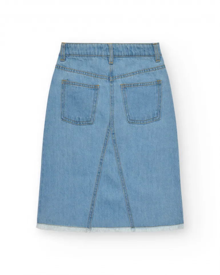 Jupe pour fille en bleu avec poches et fermeture éclair.