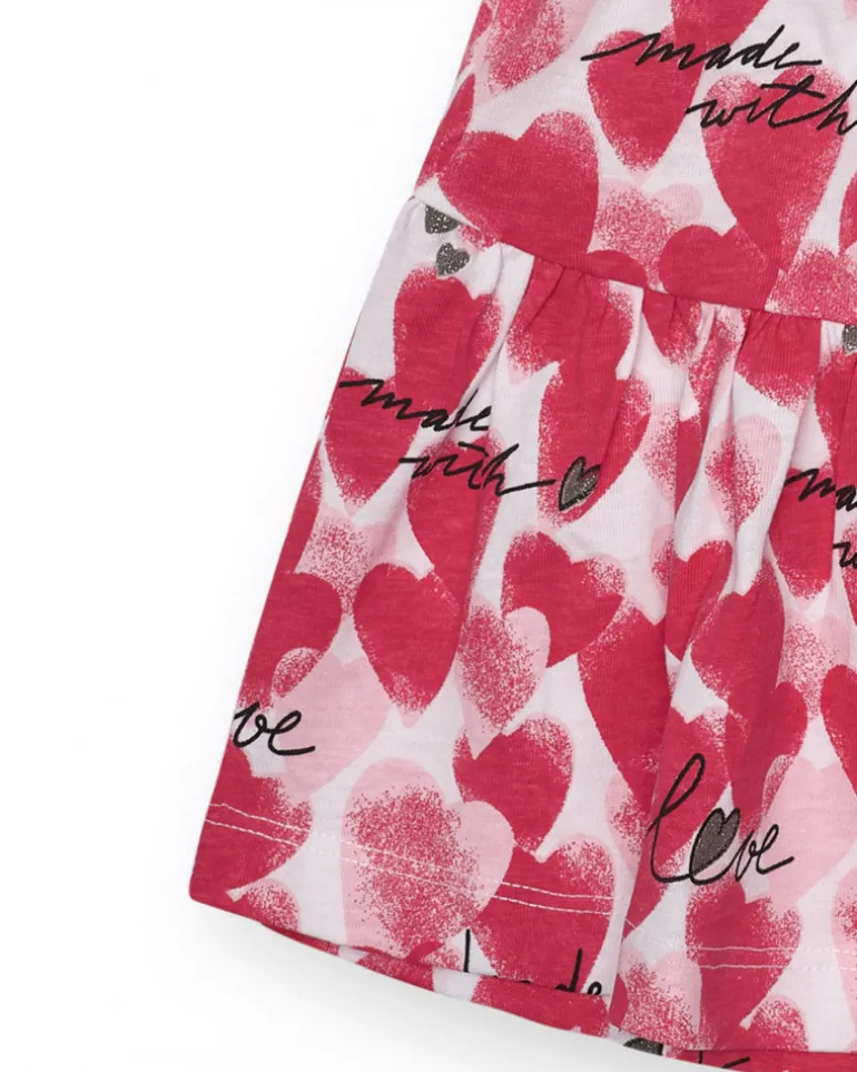Jupe pour fille en rouge avec cœurs imprimés et phrases décoratives