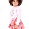 Jupe rose pour fille avec tulle multicolore et taille ajustée