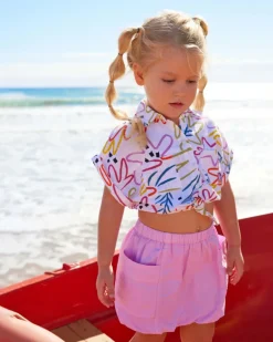 Jupe rose pour fille avec poches et taille élastique