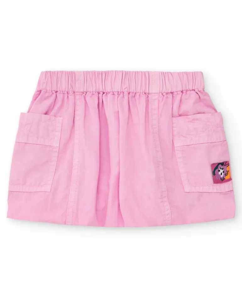 Jupe rose pour fille avec poches et taille élastique