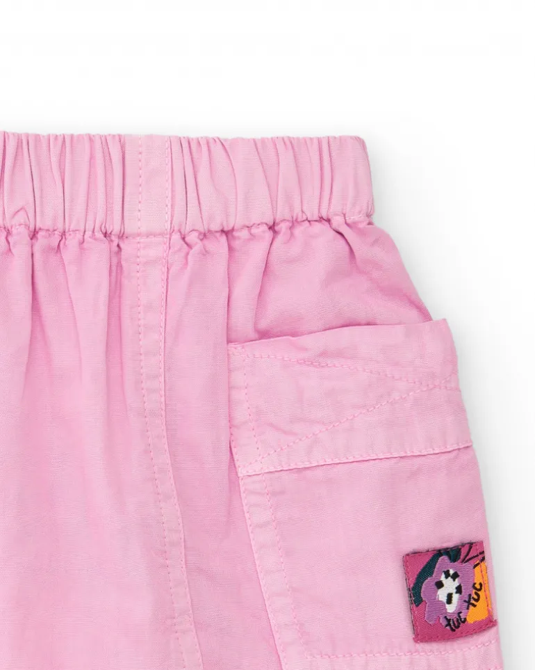 Jupe rose pour fille avec poches et taille élastique