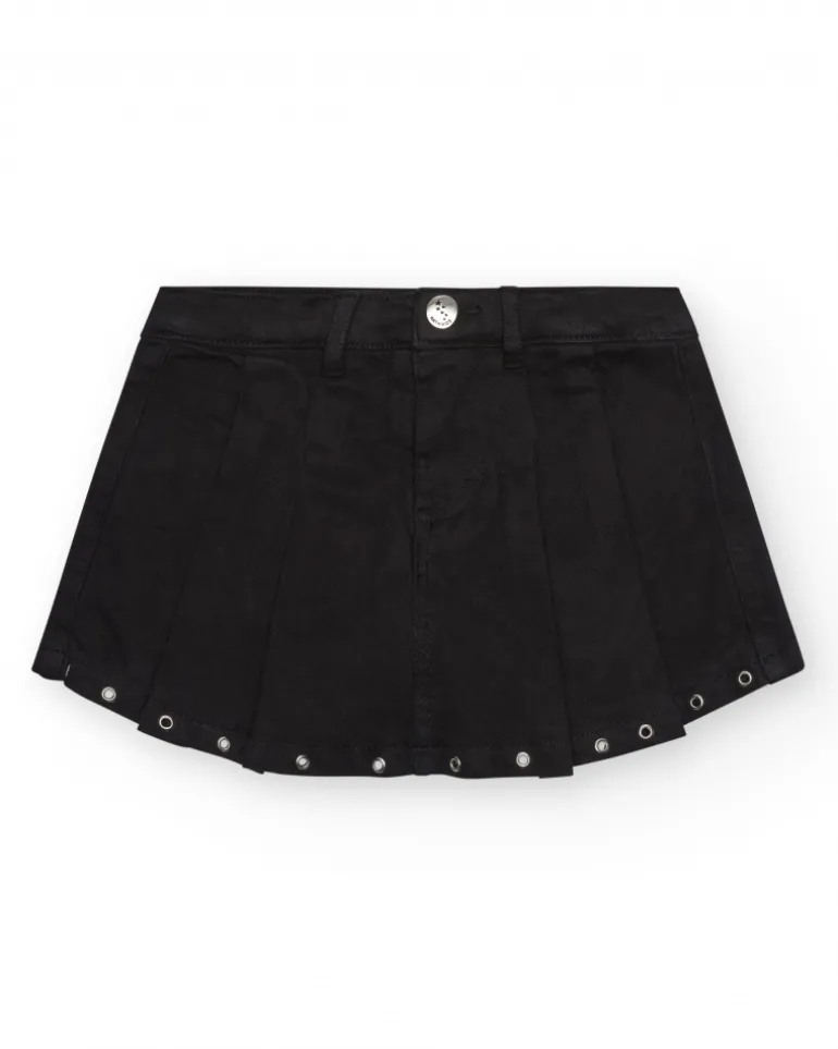 Jupe-short pour fille en noir avec détails métalliques.