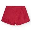 Jupe-short pour fille en rouge avec taille élastique et volants