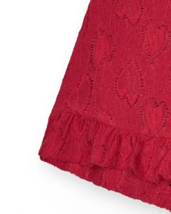 Jupe-short pour fille en rouge avec taille élastique et volants