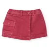 Jupe-short rouge pour fille avec taille ajustable et poche