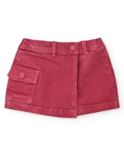 Jupe-short rouge pour fille avec taille ajustable et poche