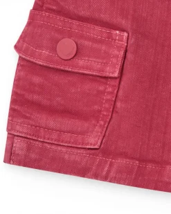 Jupe-short rouge pour fille avec taille ajustable et poche