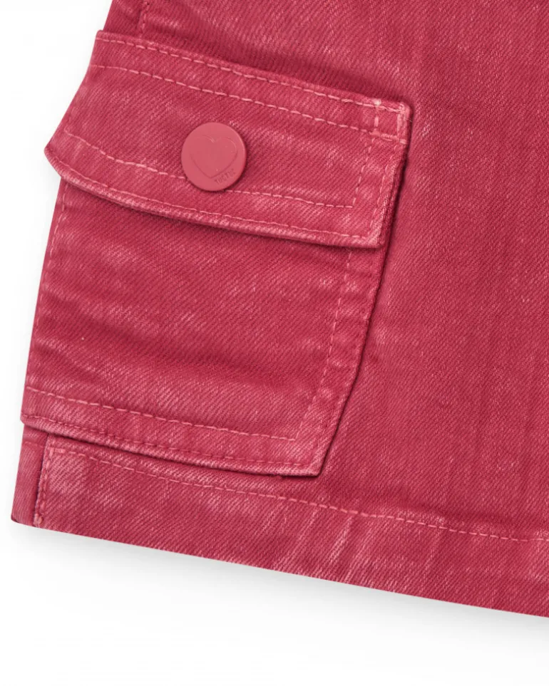 Jupe-short rouge pour fille avec taille ajustable et poche