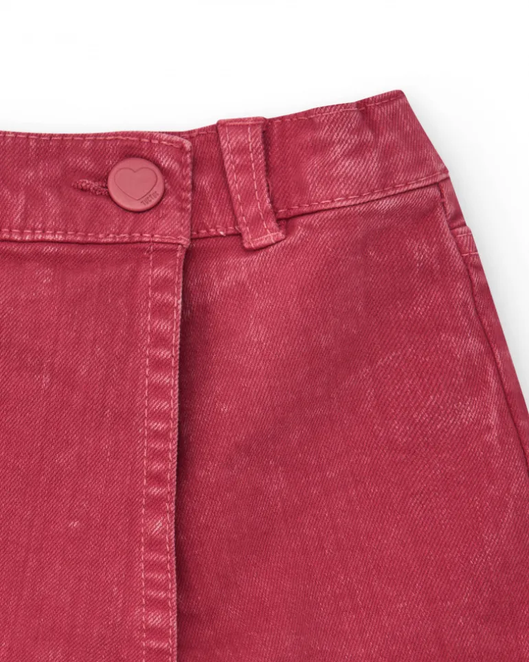 Jupe-short rouge pour fille avec taille ajustable et poche