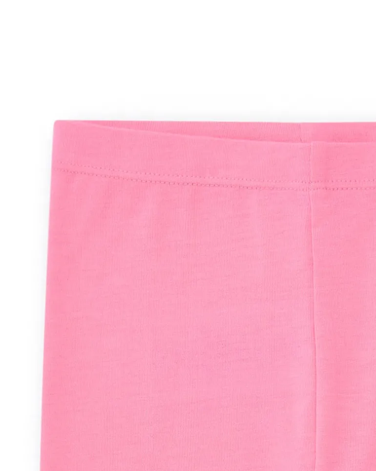 Legging corsaire rose pour fille avec palmiers et soleil sur le côté