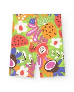 Legging court lilas pour fille avec imprimé tropical