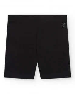 Legging court pour fille en noir avec taille élastique.