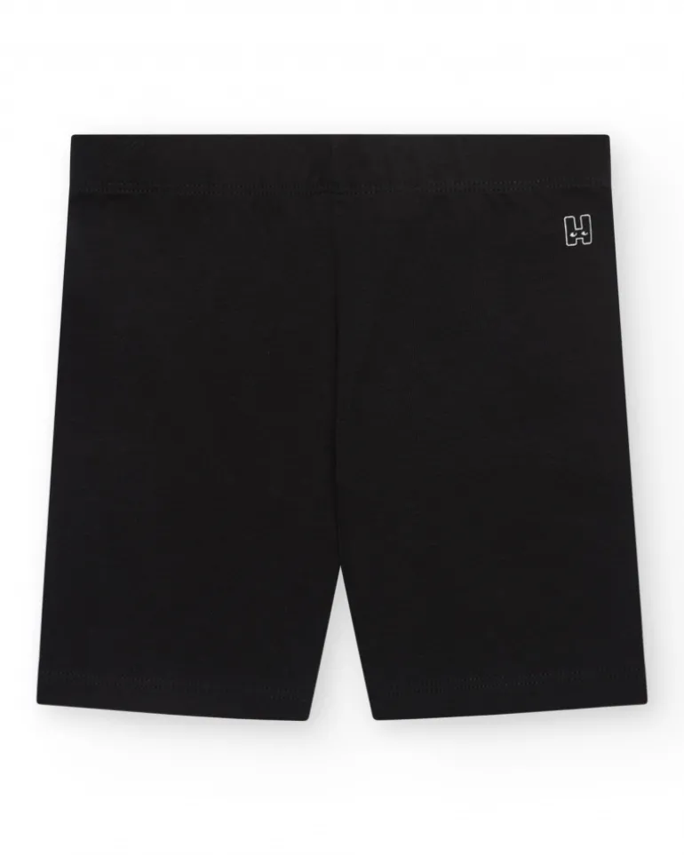 Legging court pour fille en noir avec taille élastique.
