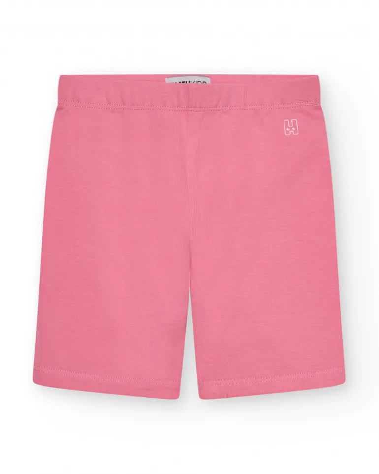 Legging court pour fille en rose avec taille élastique.