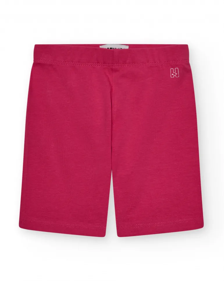 Legging court pour fille en rose fuchsia avec taille élastique.