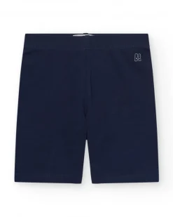Legging court pour fille en bleu marine avec taille élastique.