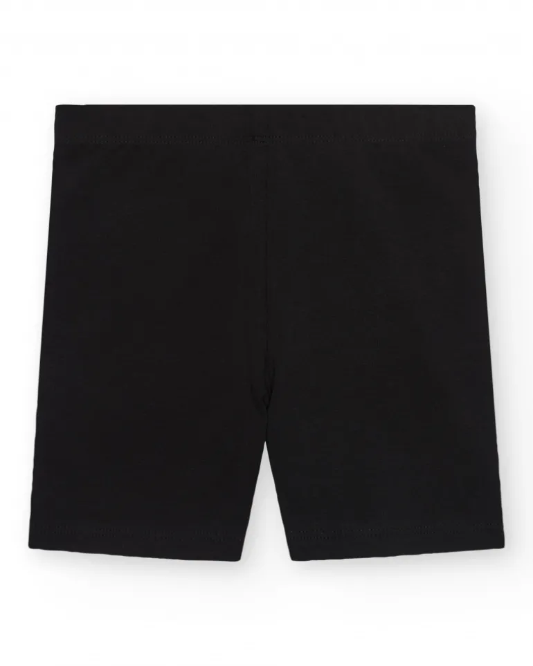 Legging court pour fille en noir avec taille élastique.
