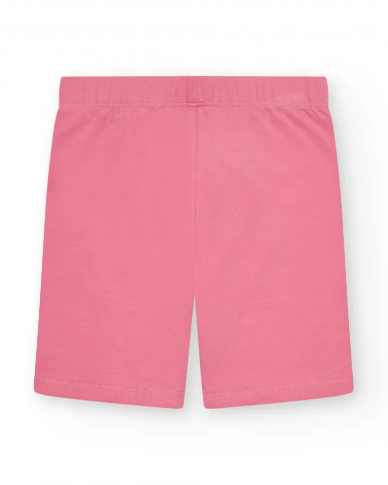 Legging court pour fille en rose avec taille élastique.