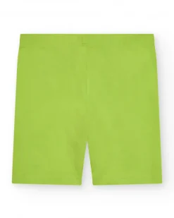 Legging court pour fille en vert citron avec taille élastique.