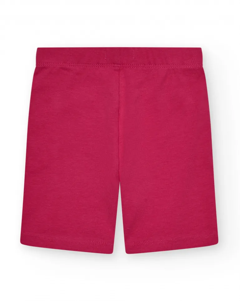 Legging court pour fille en rose fuchsia avec taille élastique.